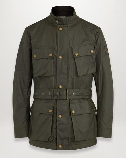 Veste Cirée Belstaff Homme Trialmaster Vert Olive Coton Soldes BL3718265